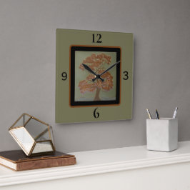 Reloj Cuadrado Cubierta de pared cuadrada del árbol de roble