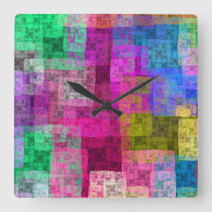 Reloj Cuadrado Cubos abstractos
