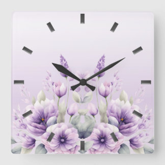 Reloj Cuadrado Cuello de pared morado de color de agua