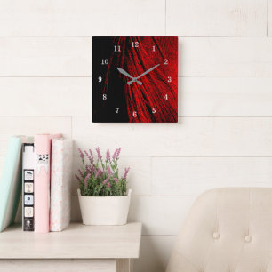Reloj Cuadrado Cuello Rojo Mane Abstract Wall Clock
