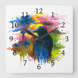 Reloj Cuadrado Cuervo del cuervo del pájaro 71