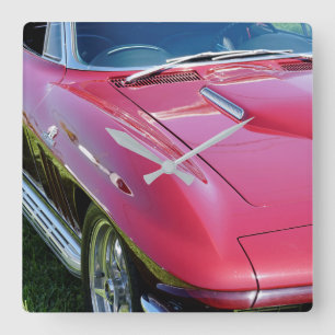 Reloj Cuadrado Cueva del hombre retro Corvette