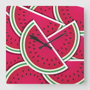 Reloj Cuadrado Cuñas funky de sandía