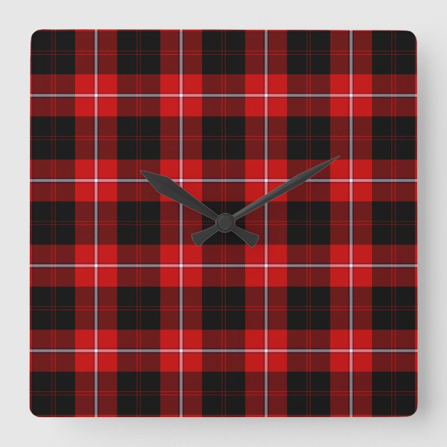 Reloj Cuadrado Cunningham Tartan Red Black Plaid (Anverso)