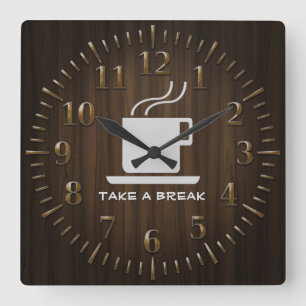 Reloj Cuadrado Cup of Coffee - Take a Break