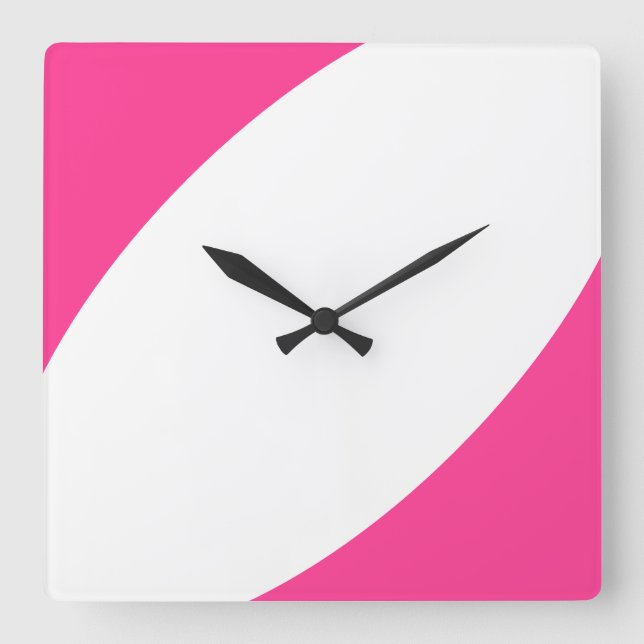 Reloj Cuadrado Curvas modernas de canto blanco brillante y divert (Anverso)