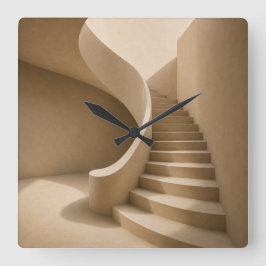 Reloj Cuadrado Curved Staircase Minimalist Beige Wall Clock