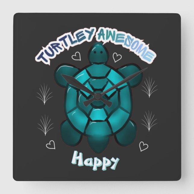 Reloj Cuadrado Custom and personalized turtle lover gift  (Anverso)