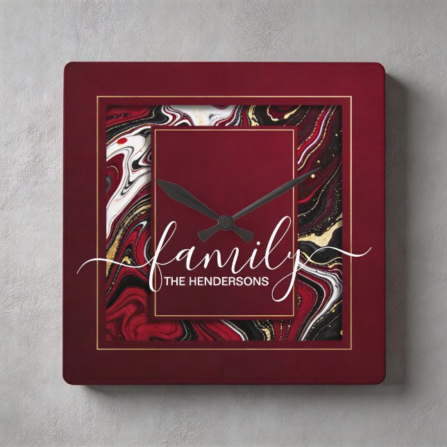 Reloj Cuadrado custom burgundy gold marble (Subido por el creador)