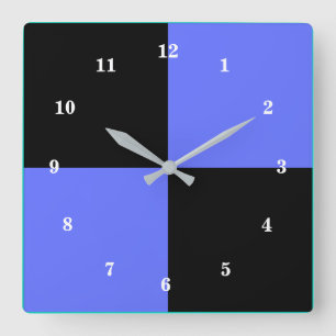Reloj Cuadrado Custom Colors Wall Clock - Blue Black Check