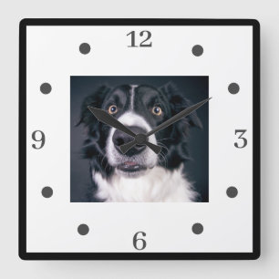Reloj Cuadrado Custom Dog Photo Dog Lover Square Wall Clock