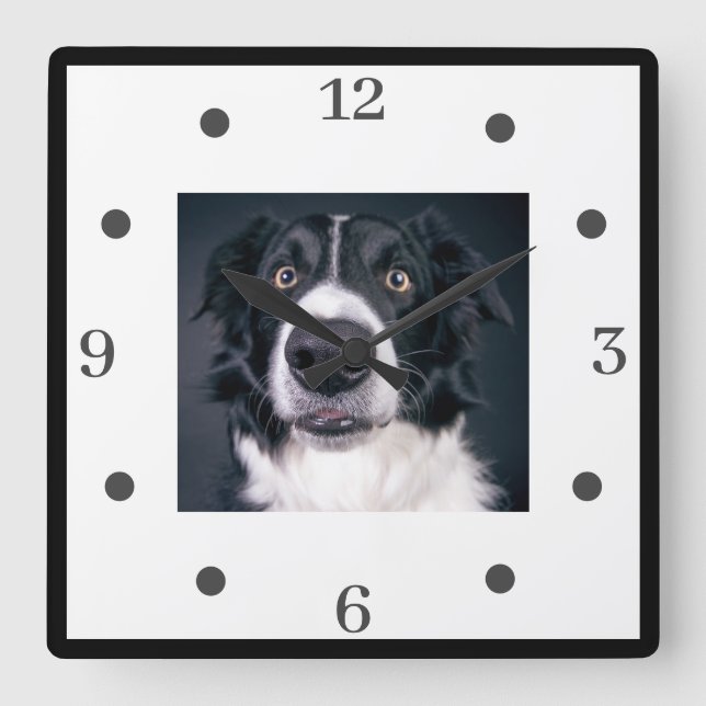 Reloj Cuadrado Custom Dog Photo Dog Lover Square Wall Clock (Anverso)