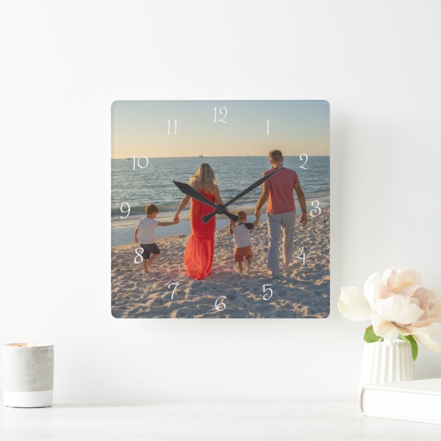 Reloj Cuadrado Custom Family Photo (Hogar)