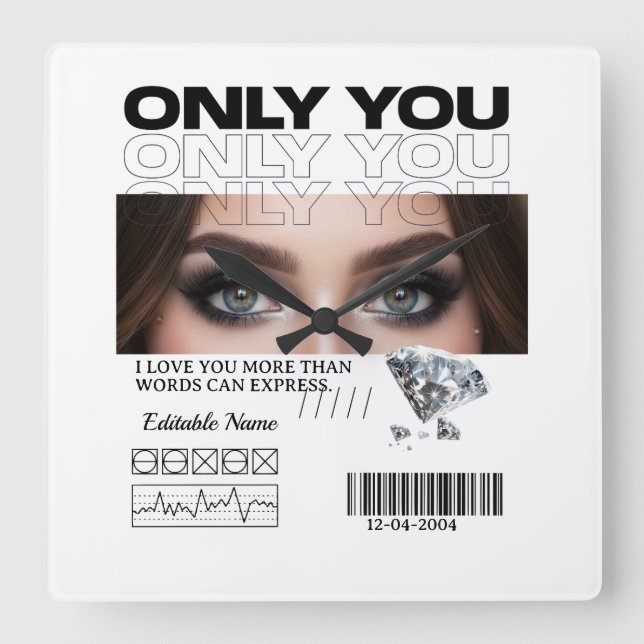 Reloj Cuadrado Custom Image & Text | Personalized (Anverso)