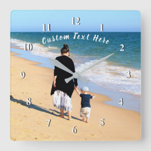 Reloj Cuadrado Custom Photo and Text - Your Own Design - For Mom