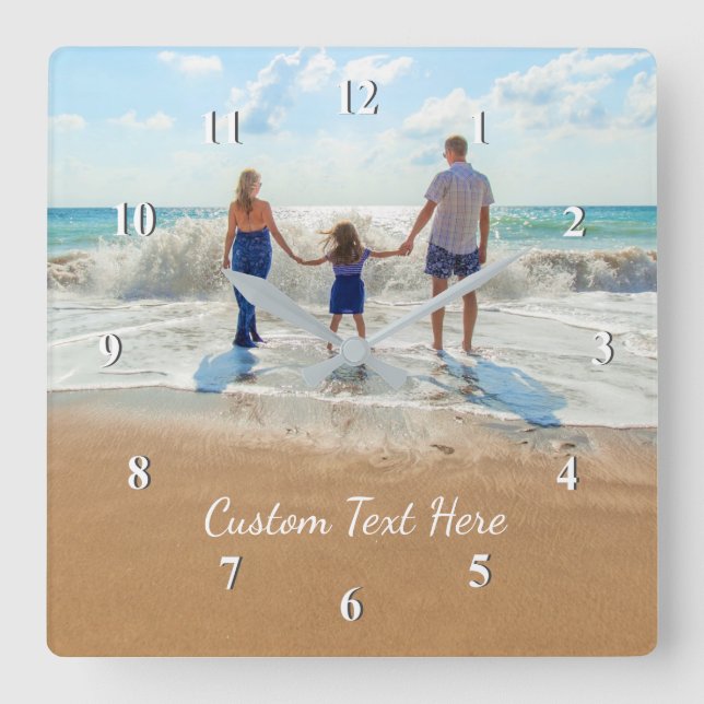 Reloj Cuadrado Custom Photo Text Wall Clock Your Design - Summer (Anverso)