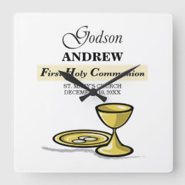 Reloj Cuadrado Customizable, Godson First Communion Chalice