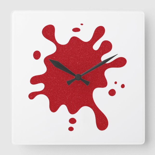 Reloj Cuadrado Customizable Tomato Red Splatter Wall Clock (Anverso)
