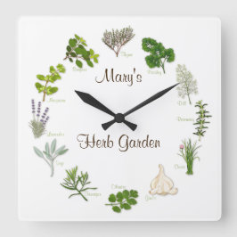 Reloj Cuadrado Customize Your Herb Garden Clock