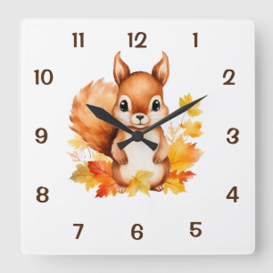 Reloj Cuadrado Cute Baby Animal Squirrel Autumrel
