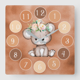 Reloj Cuadrado Cute Baby Bear Kids Clock