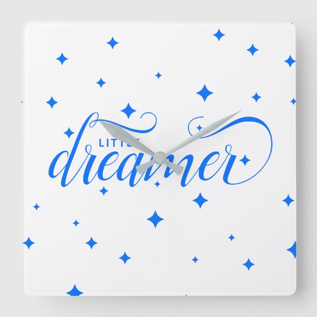 Reloj Cuadrado Cute Blue Starry Little Dreamer (Anverso)