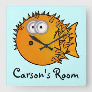 Reloj Cuadrado Cute Cartoon blowfish