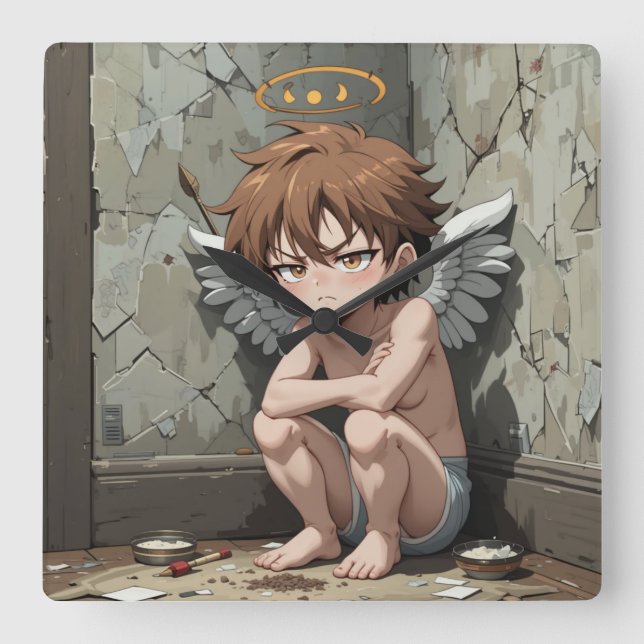 Reloj Cuadrado Cute Cupid valentine no está inspirado (Anverso)