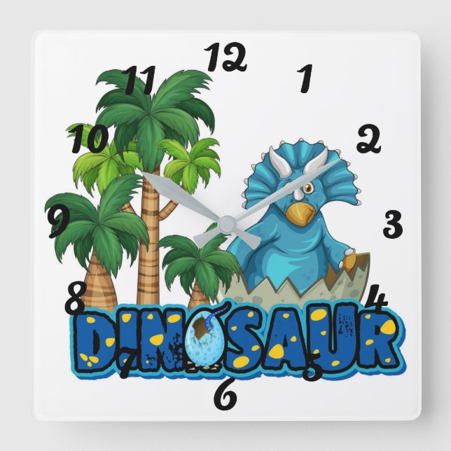 Reloj Cuadrado Cute Dinosaurs (Anverso)