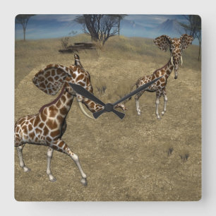 Reloj Cuadrado Cute Elephant Giraffes