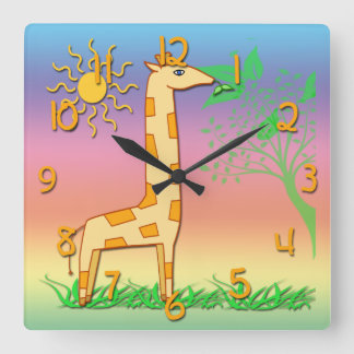 Reloj Cuadrado Cute Giraffe Kid's Square Wall Clock