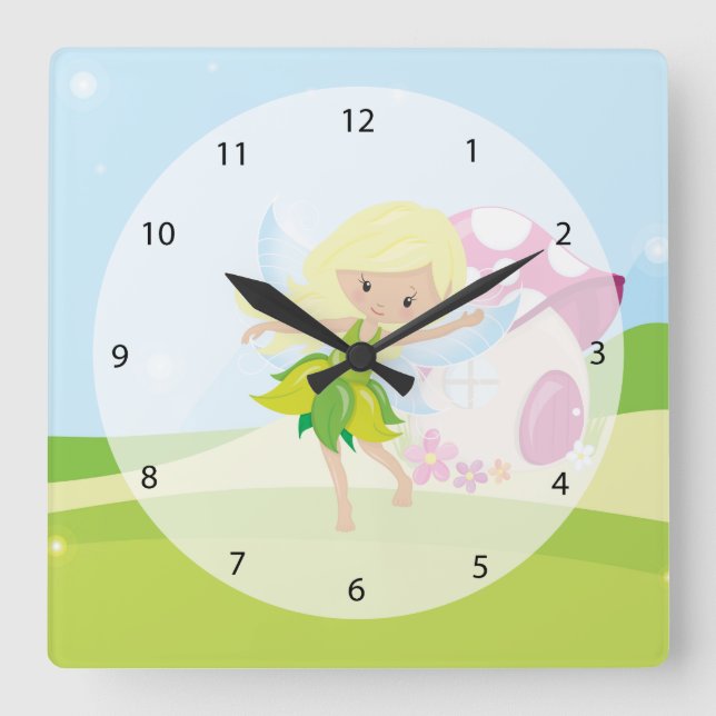 Reloj Cuadrado Cute girly fairy (Anverso)