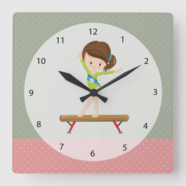 Reloj Cuadrado Cute gymnastics girl (Anverso)