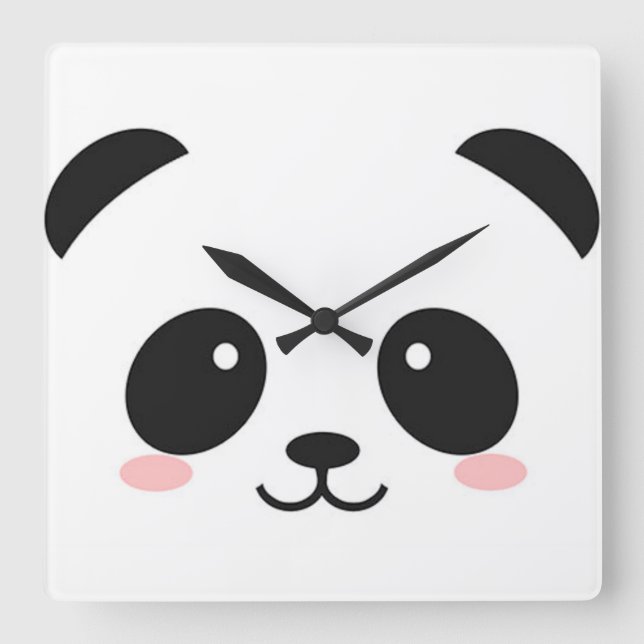 Reloj Cuadrado Cute Happy Face Panda (Anverso)