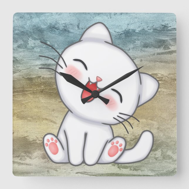 Reloj Cuadrado Cute Kitten (Anverso)