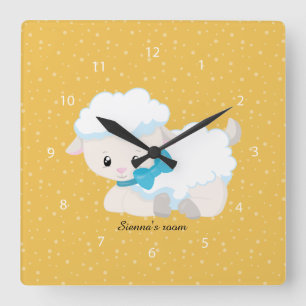 Reloj Cuadrado Cute lamb * choose background color