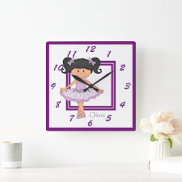 Reloj Cuadrado Cute Lavender Ballerina Personalizada
