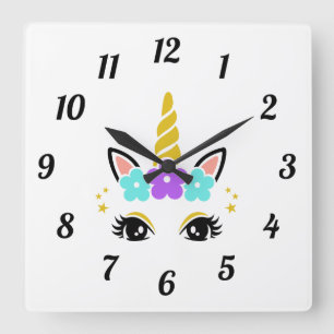 Reloj Cuadrado Cute Magical Unicorn Round Clock