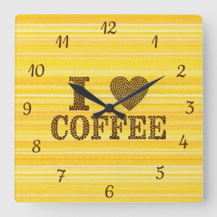 Reloj Cuadrado Cute me encanta el café Coffee Coffee Beans Amari