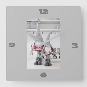 RELOJ CUADRADO **CUTE NAVIDADES FINLANDESES GNOME** BLOQUEO