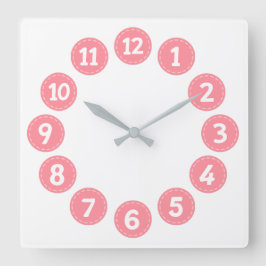 Reloj Cuadrado Cute Pink Numbers