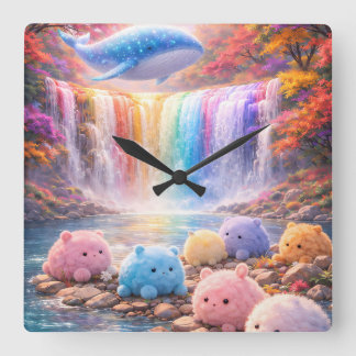 Reloj Cuadrado Cute Rainbow Waterfall Kids Wall Clock Decor