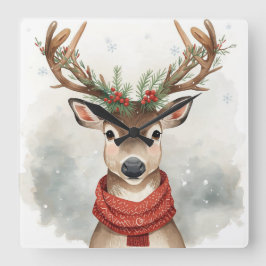 Reloj Cuadrado Cute Reindeer Christmas Wall Clock