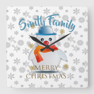 Reloj Cuadrado Cute Snowman