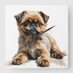 RELOJ CUADRADO CUTE TAN Y BRUSELAS NEGRAS GRIFFON DOG