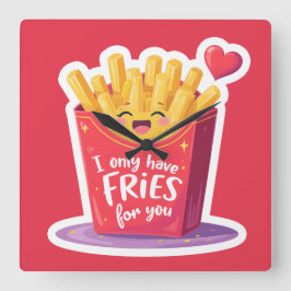 Reloj Cuadrado Cute Valentine French Fries Pun