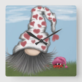 Reloj Cuadrado Cute Valentine Gnome