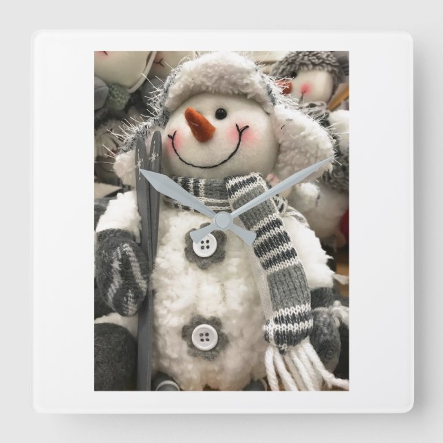 RELOJ CUADRADO **CUTIE PIE SNOWMAN** CLOCK (Anverso)