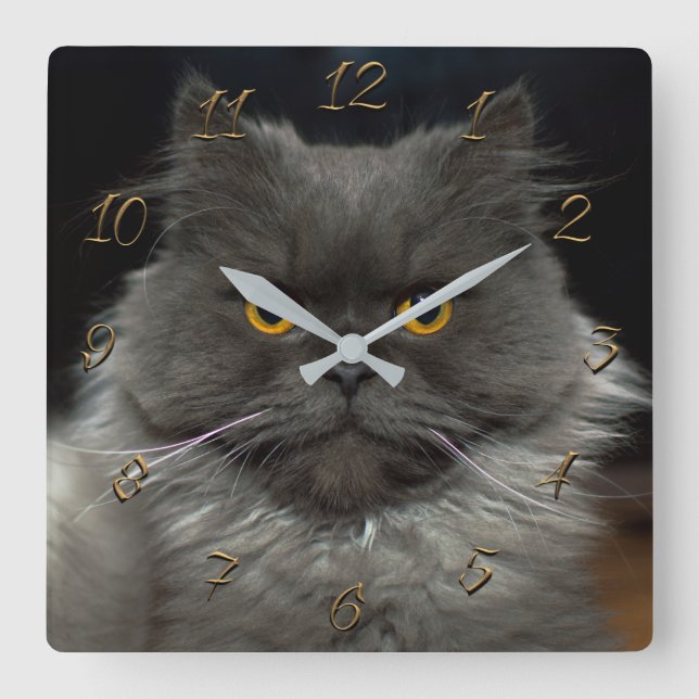 Reloj Cuadrado Cuto gato (Anverso)