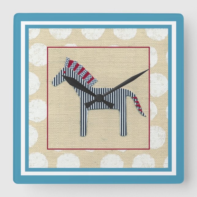 Reloj Cuadrado Cutout Zebra on Cream Background (Anverso)